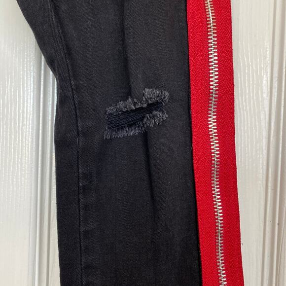 BLANK NYC The Rivington Black High-Rise Zippered Leg Jeans Tuxedo Stripe Size 25 - Picture 9 of 12